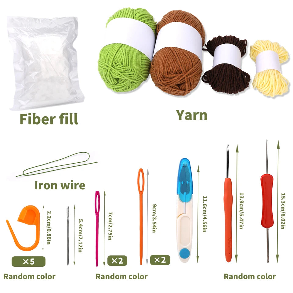 KRABALL 4pcs Crochet Potted Kit for Beginners With Instructions Knitting Yarn Thread Needles Easy Knit Accessories DIY Craft