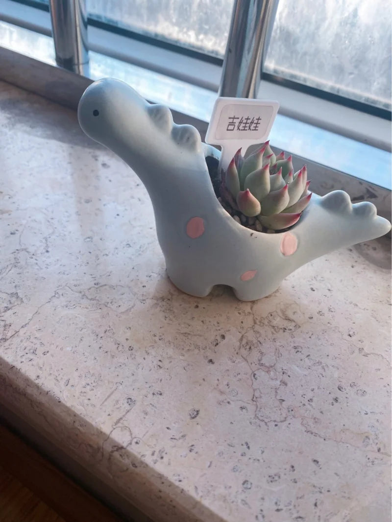 Creative Flower Shape Plant Pot Ceramic Pots for Flowers Cartoon Elephant Dinosaur Succulent Pot Cute Home Table Decor Vase