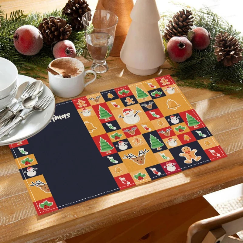 Christmas Lollipop Candy Placemat Red White Dining Table Mats Insulation Pad Coffee Cup Pad Navidad Home Kitchen Decor