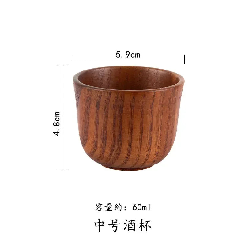 Wooden Big Belly Cups Japan Style Milk Water Cup with Handle Coffee Beer Tea Mug Handmade Natural Kitchen Bar Drinkware Cups