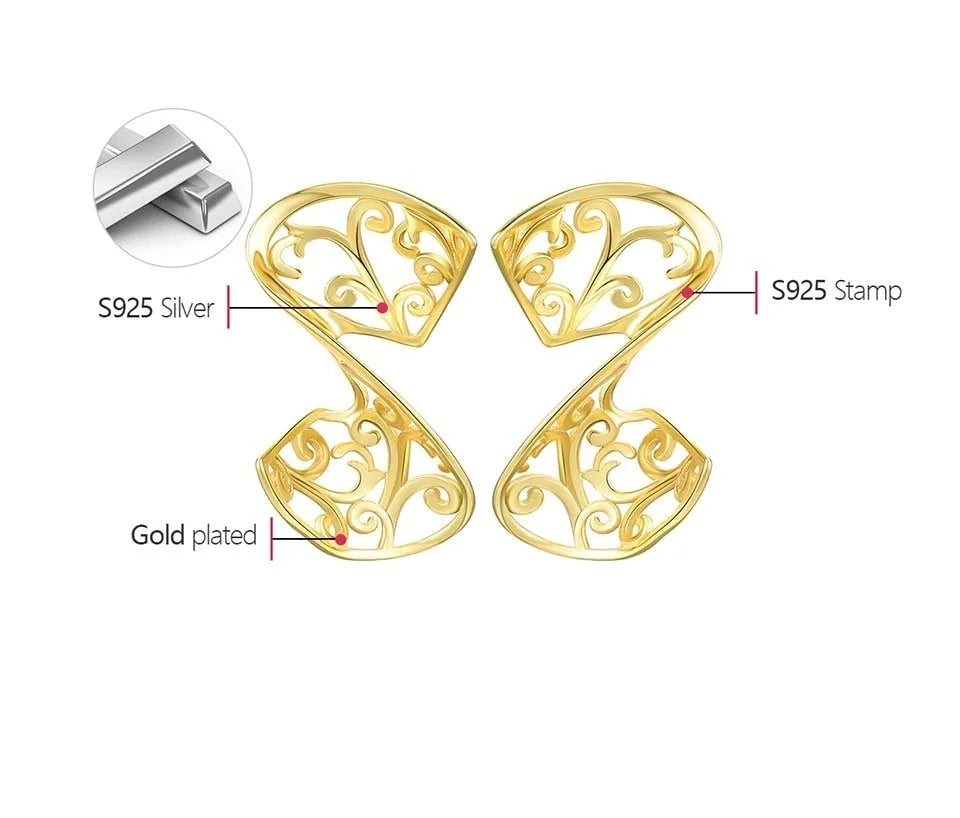 Lotus Fun 18K Gold Unusual Classical Pattern Acanthus Leaf  Party Dangle Earrings for Women 925 Sterling Silver Luxury Jewelry