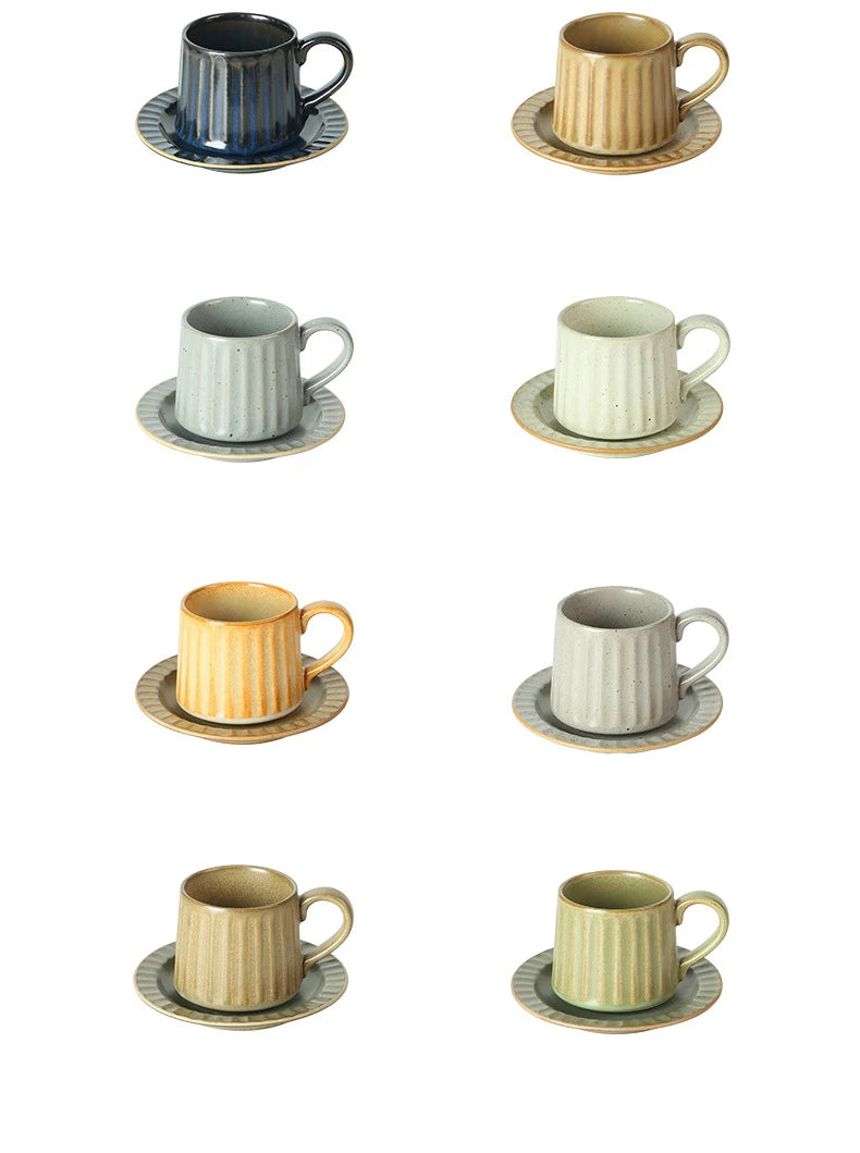 Ceramic Coffee Cup Set European American Roman Ear Hanging Flower Cups Restaurant Office Commercial Mugs Cup Plate Wholesale