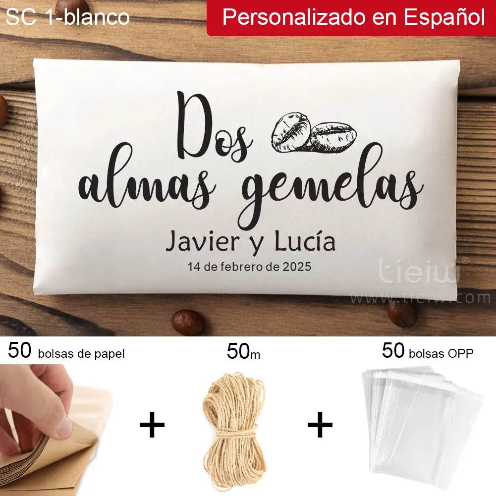 50PCS Bridal Shower Coffee Favor Bag Personalized Wedding Favor For Guest in Bulk Custom Kraft Paper Gift The Perfect Blend