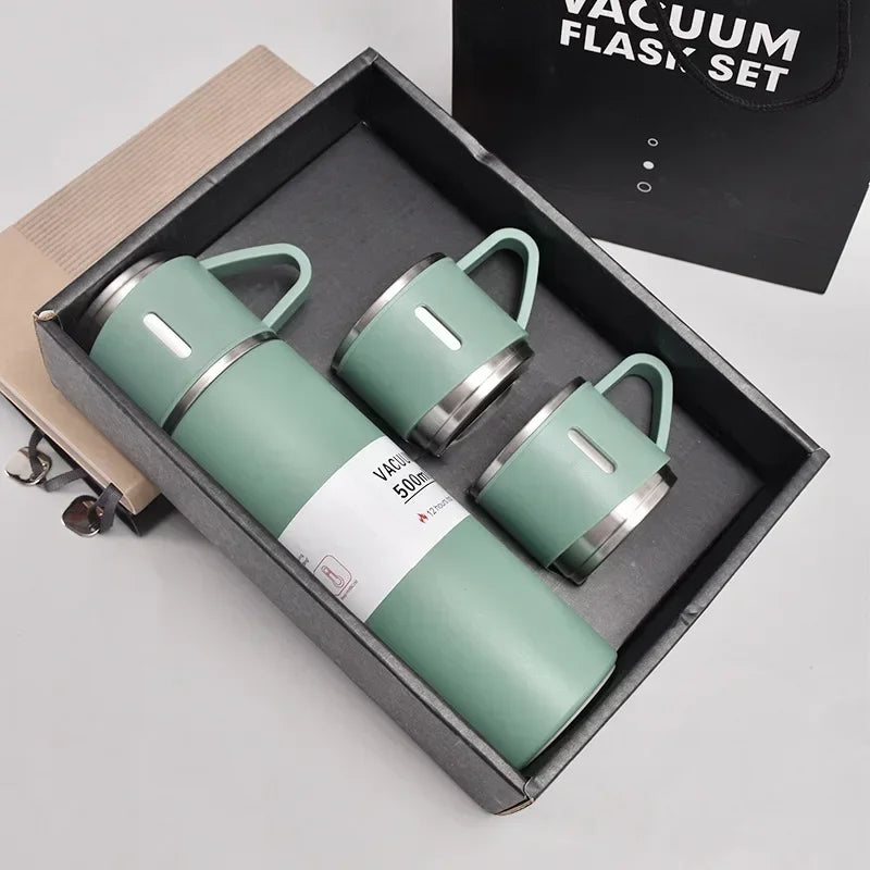 500ML 304 Stainless Steel Vacuum Insulated Bottle Gift Set Office Business Style Coffee Mug Thermos Bottle Portable Flask Carafe