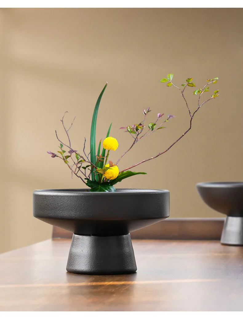 Creative Simple Flower Arranger Flower Pot Decoration Piece Living Room Desktop Ceramic Chinese Decor Flowerpot Accessories