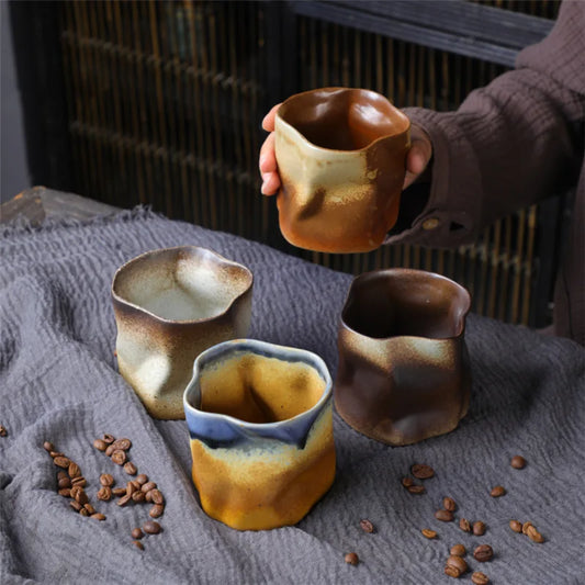 Creative Coffee Cup Personalized Irregular Retro Mug Japanese  Coarse Pottery Cup Household Multi-function Ceramic Tea Cup