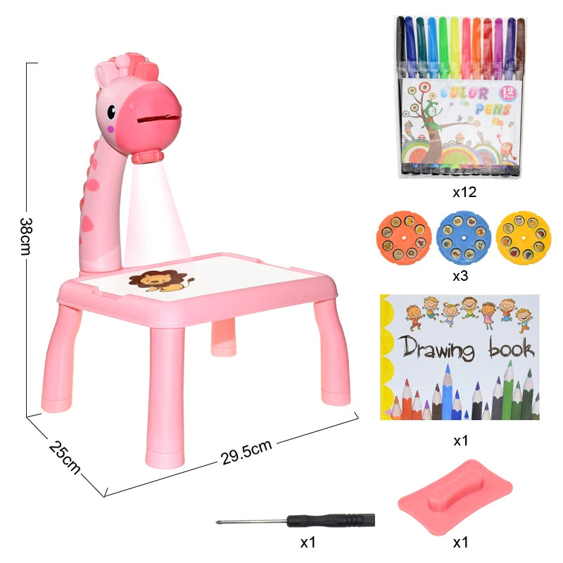 Children Led Projector Art Drawing Table Toys Kids Painting Board Desk Arts Crafts Educational Learning Paint Tools Toy for Girl