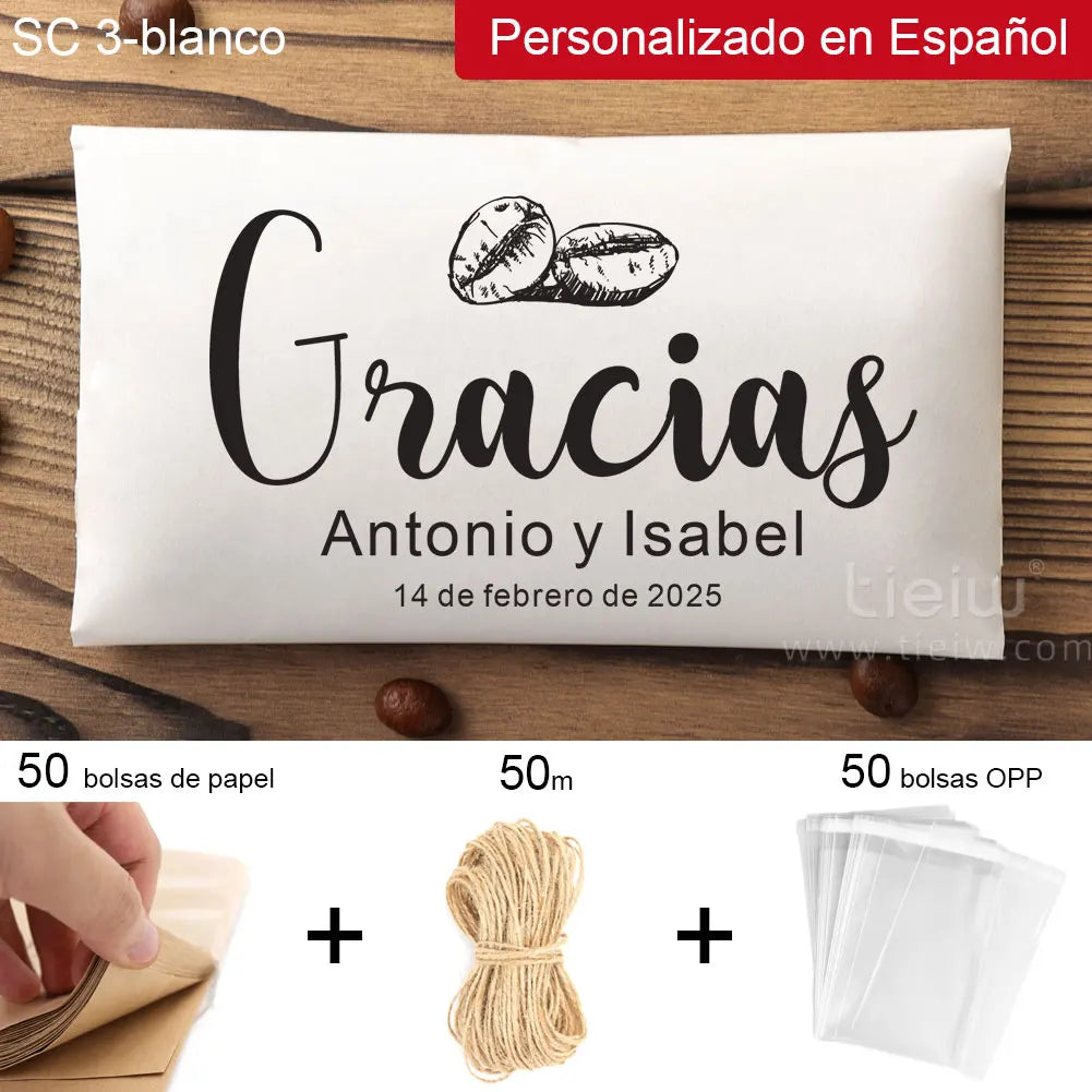 50PCS Bridal Shower Coffee Favor Bag Personalized Wedding Favor For Guest in Bulk Custom Kraft Paper Gift The Perfect Blend