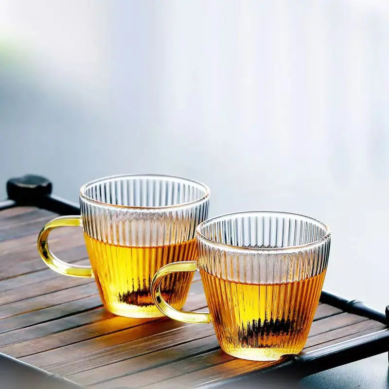 Glass Tea Cups small Cups Home Glass tea set Coffee Cup set Tea Water Cup Saucer Steak Juice Bucket Table Decor teacup