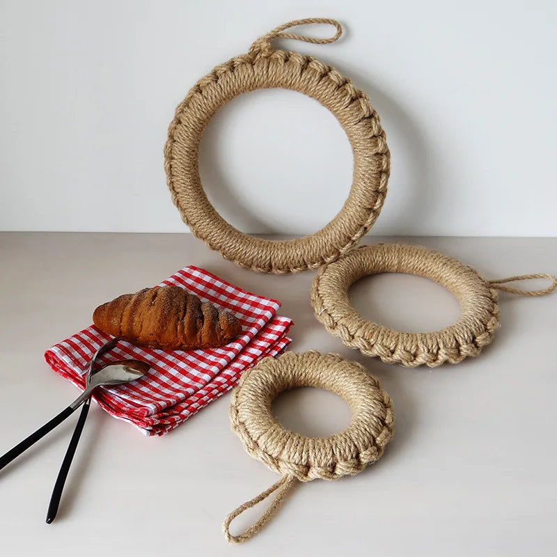 15/20/25cm Natural Round Placemat Hemp Rope Non-slip Home Kitchen Placemat Coaster Hand Woven Insulation Pad Dish Coffee Cup Mat