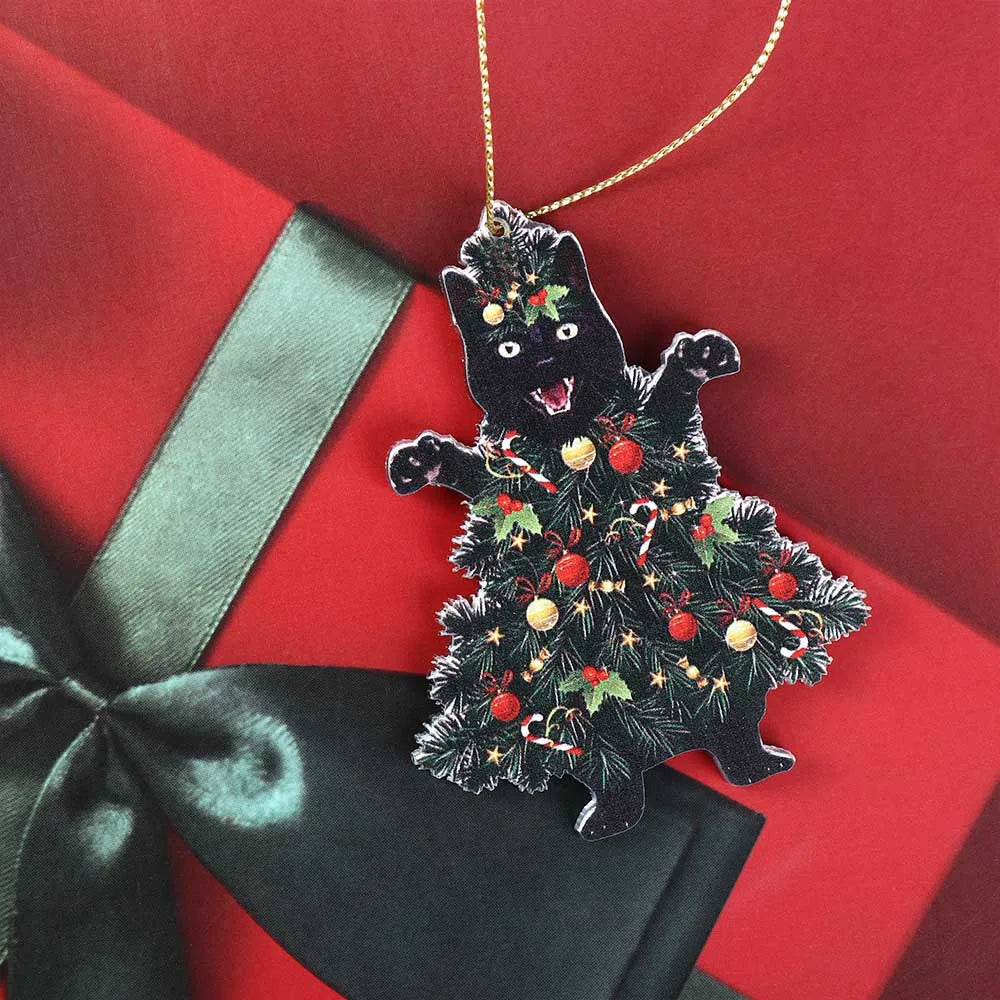 Funny Creative Christmas Acrylic Black Cat Pendant Delicate Fashion Xmas Tree Decorations Durable Hangable Ornaments Kids Gift