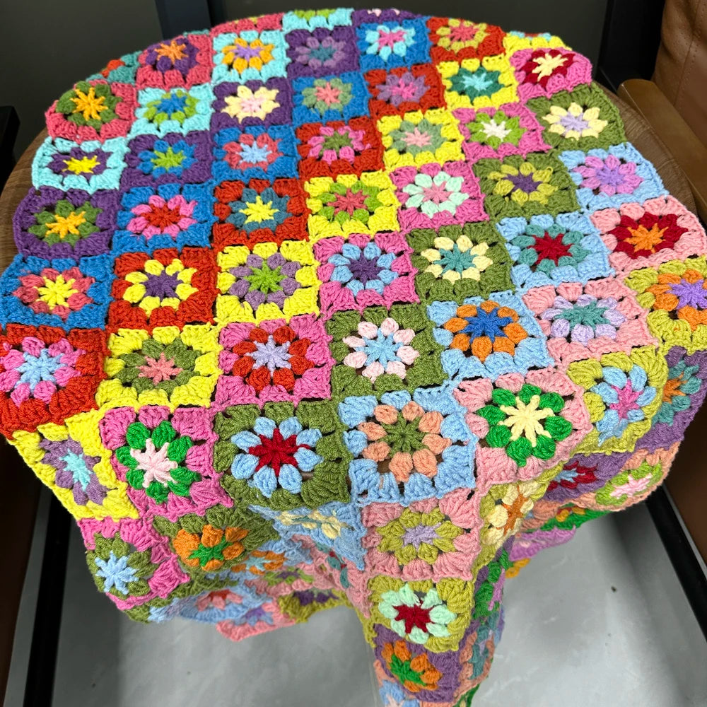 DIY Colourful Daisy Handmade Hand Hook Tablecloth Fashion Carpet Crochet Blanket Yoga Bolster Cushion Party Crochet Table Mat