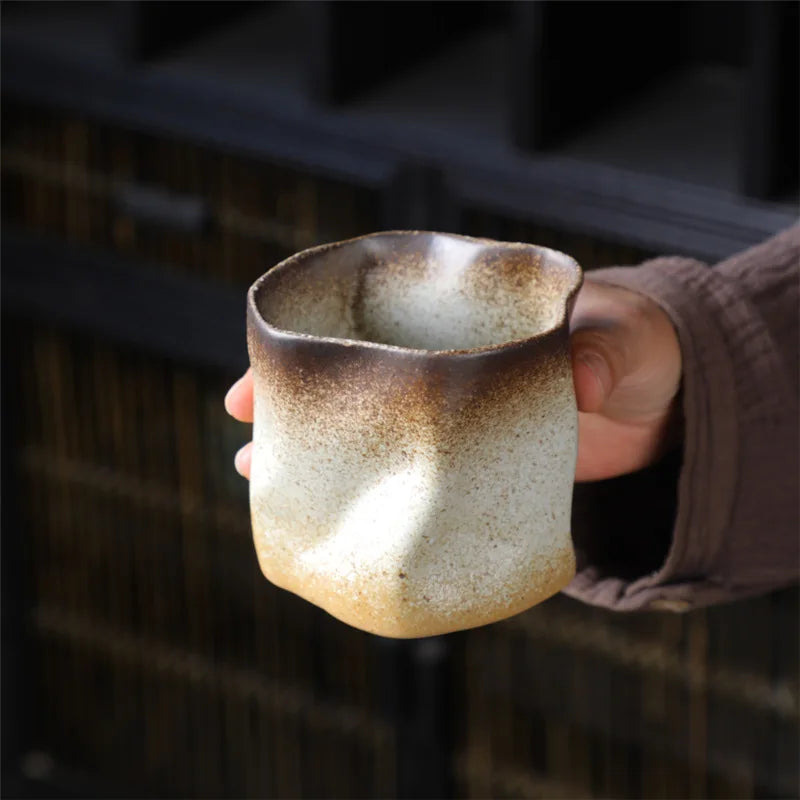 Creative Coffee Cup Personalized Irregular Retro Mug Japanese  Coarse Pottery Cup Household Multi-function Ceramic Tea Cup