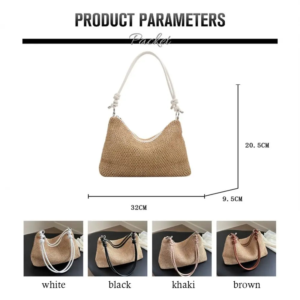 Cute Woven Straw Bag Rattan Large Capacity Handbag Handmade Braid Tote Shoulder Bag Women Girls Fashion Summer Beach Ladies