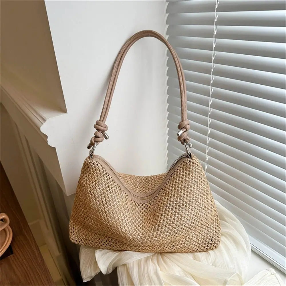 Cute Woven Straw Bag Rattan Large Capacity Handbag Handmade Braid Tote Shoulder Bag Women Girls Fashion Summer Beach Ladies