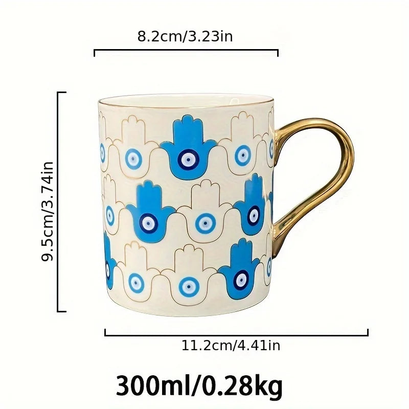 1pc 300ml Nordic Eyes Ceramic Coffee Mug Stylish Drinkware for All Seasons Fine Water Cup Uniquely Thoughtful Gift Tea Cup