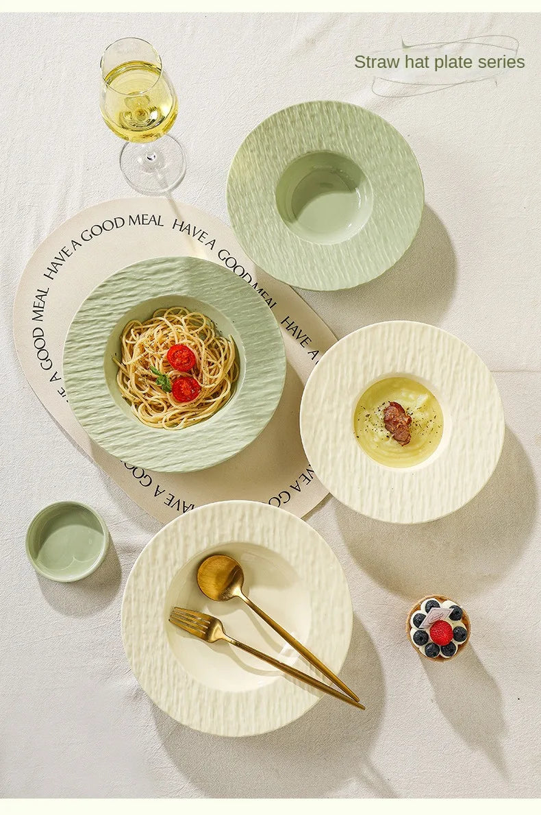 High end and fresh cream style tableware, dishes, rice bowls, underglaze colored plates, large soup bowls