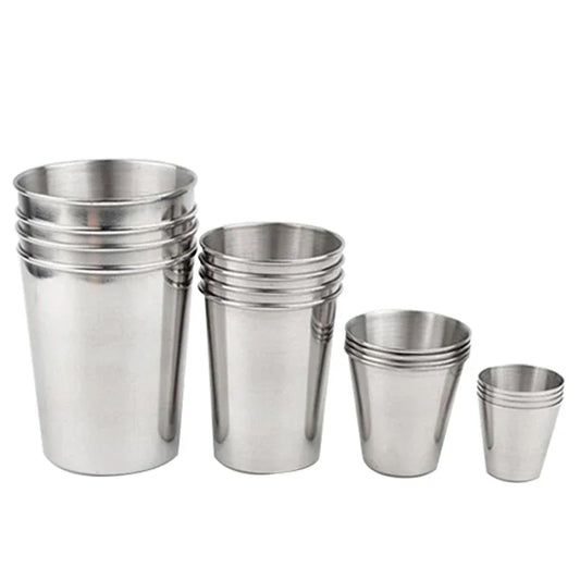 Stainless Steel Metal Cup Beer Cups White Wine Glass Coffee Tumbler Travel Camping Mugs Drinking  Tea Mug Set Outdoor