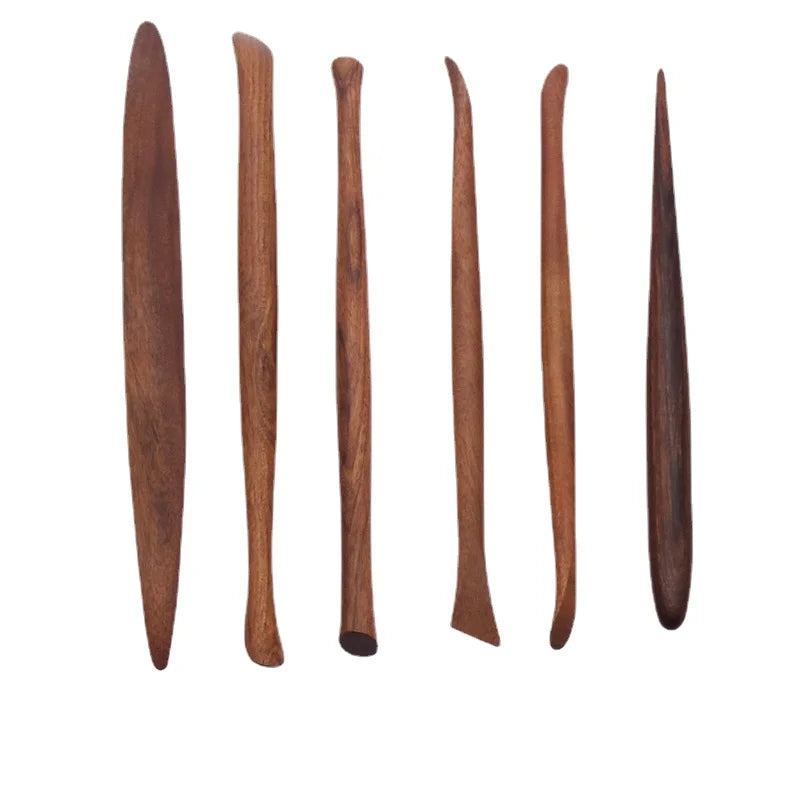 7-piece Set of Polishing Pen Mahogany Carving Tools DIY Soft Pottery Clay Pottery Modeling Carving Details Clay Shaping Knife