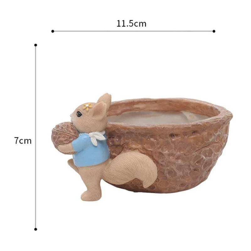 Cute Rabbit Shape Resin Flowerpot Decorative Animal Succulent Flower Pot Garden Planting Pot Desktop Ornaments Garden Planter