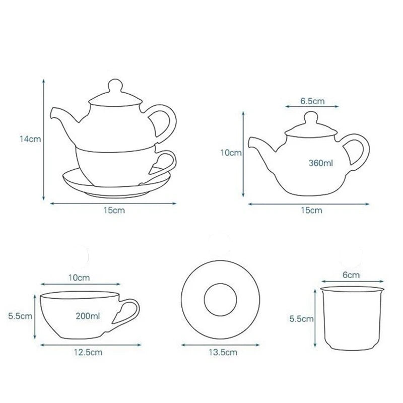 Ceramic Flower Teapot Flower Bird Cup Saucer Heat-Resistant Glass Pot Set Coffee Cup Afternoon Tea Tea Set