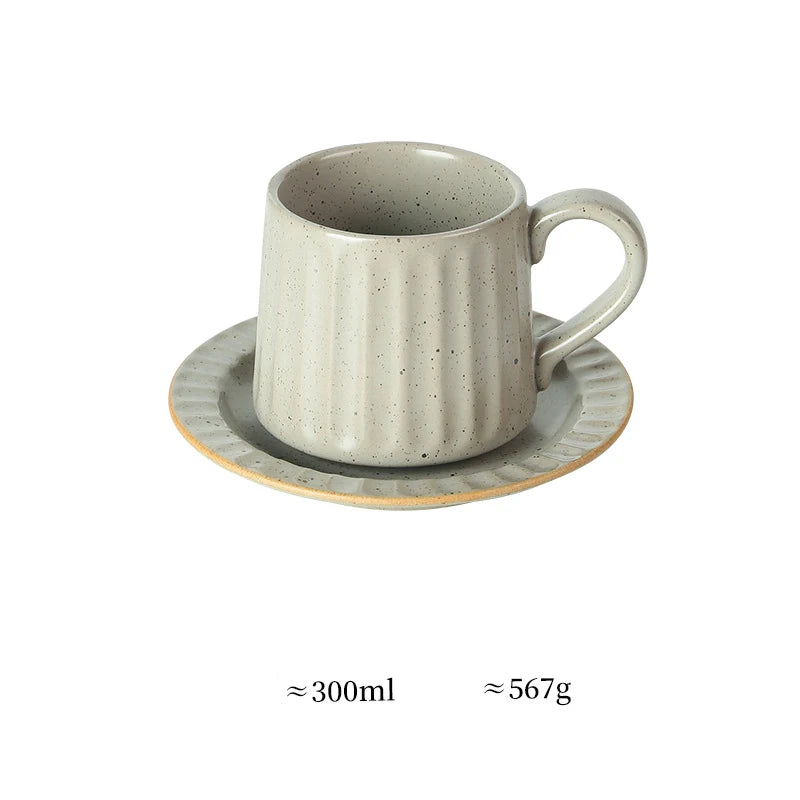 Ceramic Coffee Cup Set European American Roman Ear Hanging Flower Cups Restaurant Office Commercial Mugs Cup Plate Wholesale