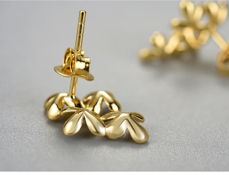 Lotus Fun Unusual Luxury Osmanthus Flowers Stud Earrings for Women Real 925 Sterling Silver 18K Gold Wedding Fashion Jewelry