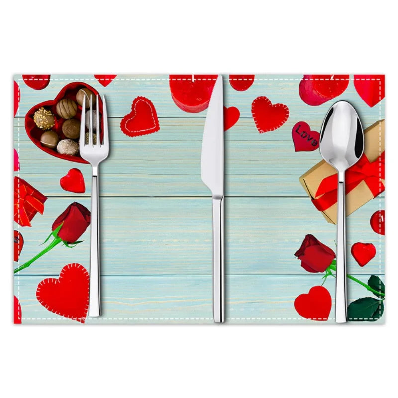 Christmas Lollipop Candy Placemat Red White Dining Table Mats Insulation Pad Coffee Cup Pad Navidad Home Kitchen Decor