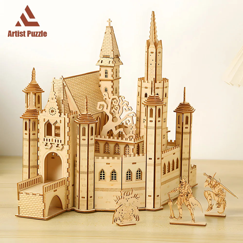 3D Model Puzzle Magic House Wooden Puzzle 3D For Adults party Games Building Block Toy Exquisite Birthday Gifts For Kids