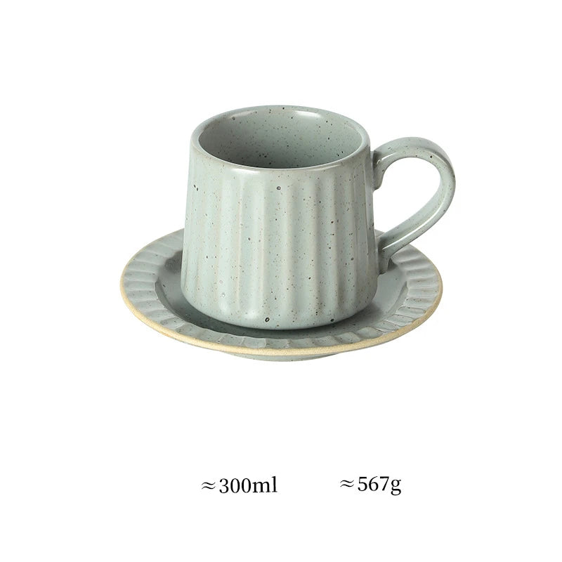 Ceramic Coffee Cup Set European American Roman Ear Hanging Flower Cups Restaurant Office Commercial Mugs Cup Plate Wholesale