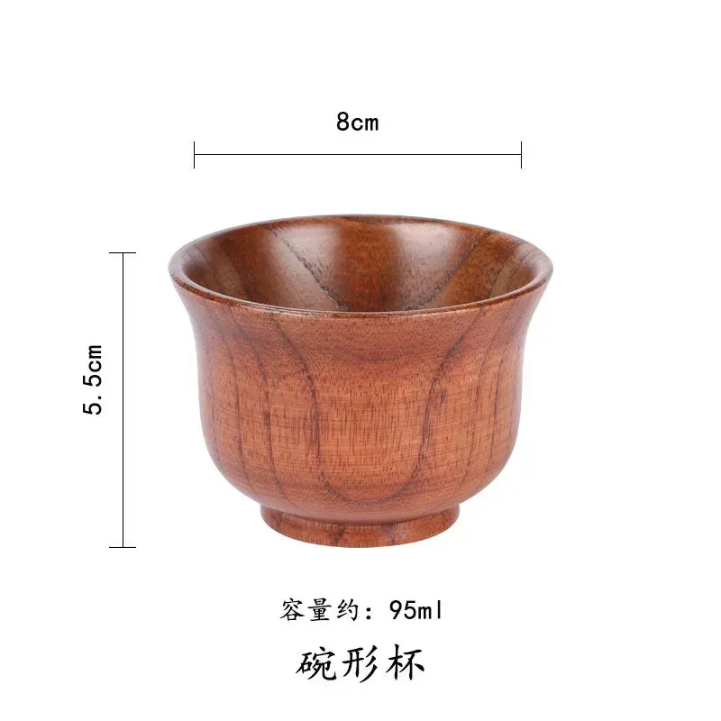 Wooden Big Belly Cups Japan Style Milk Water Cup with Handle Coffee Beer Tea Mug Handmade Natural Kitchen Bar Drinkware Cups