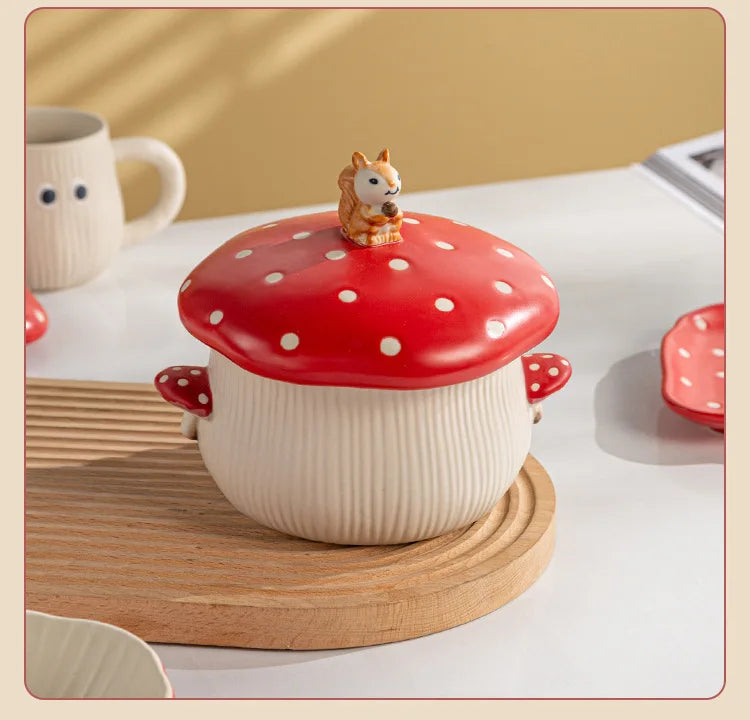 Cute Creative Plate Ceramic Mushroom Shape Restaurant Homehold Vegetable Fruit Cake Bread Dessert Plates Kitchen Supplies