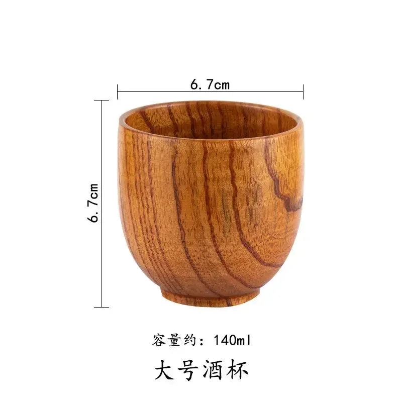 Wooden Big Belly Cups Japan Style Milk Water Cup with Handle Coffee Beer Tea Mug Handmade Natural Kitchen Bar Drinkware Cups