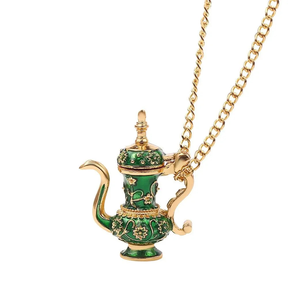 Teapot Locket Enamel Jewelry Hand Made Sweater Chain Coffee Cup pendant Long Necklace Earrings Tea Cup Necklace Teapot Necklace