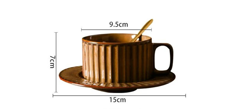 Classical  Retro Style Ceramics Coffee Cup with Saucer Spoon One set Home Office Cafe Coffeeware Hot Drinks Milk Tea Mug Cup