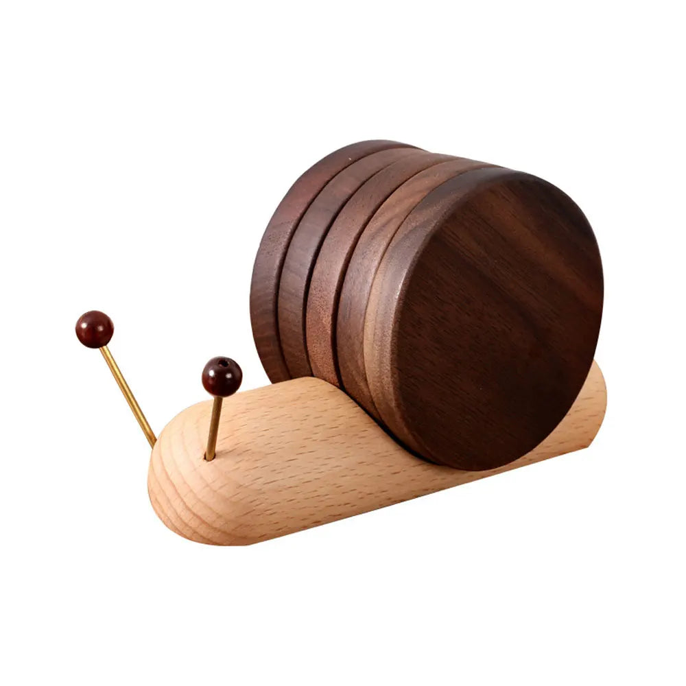 Wooden Coaster Set DIY Snail Coaster Home Desktop Decoration Coffee Tea Insulation Anti-Slip Placemat Solid Wood Coasters