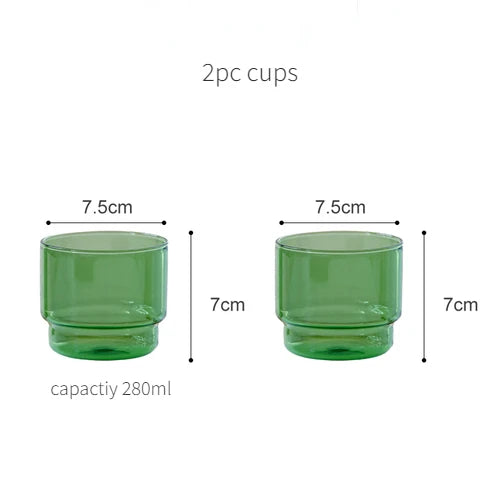 Green Glass Teacup Set for Home Office Use Heat-Resistant Glass Durable with Green Milk Mug Jug with Cup Coffee Mugs