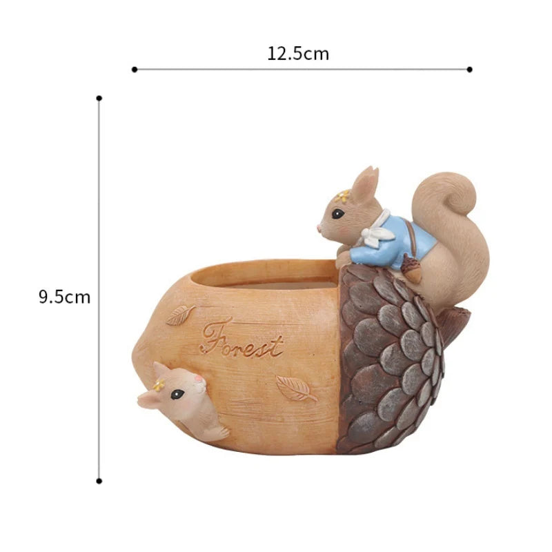 Cute Rabbit Shape Resin Flowerpot Decorative Animal Succulent Flower Pot Garden Planting Pot Desktop Ornaments Garden Planter