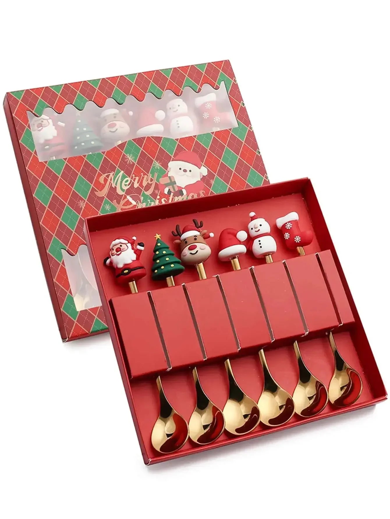 New Christmas Tableware Set Spoon and Fork Stainless Steel Creative Tableware Coffee Tea Dessert Spoon Exquisite Gift Set