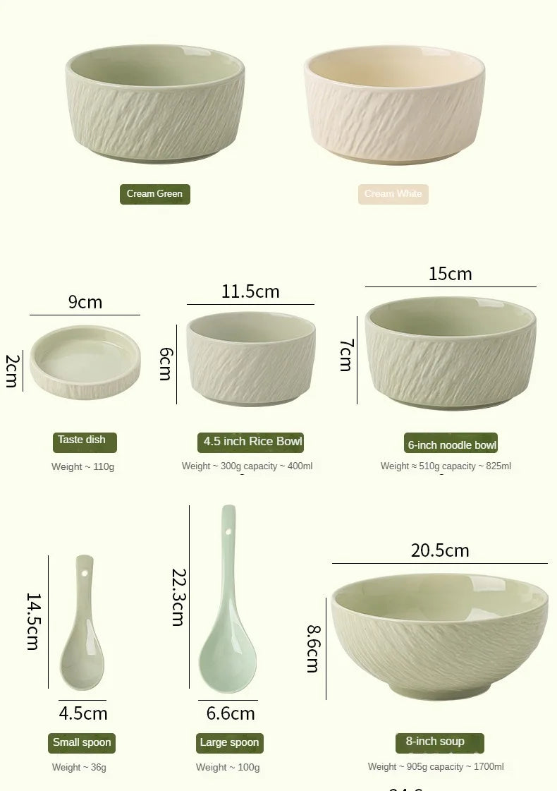 High end and fresh cream style tableware, dishes, rice bowls, underglaze colored plates, large soup bowls