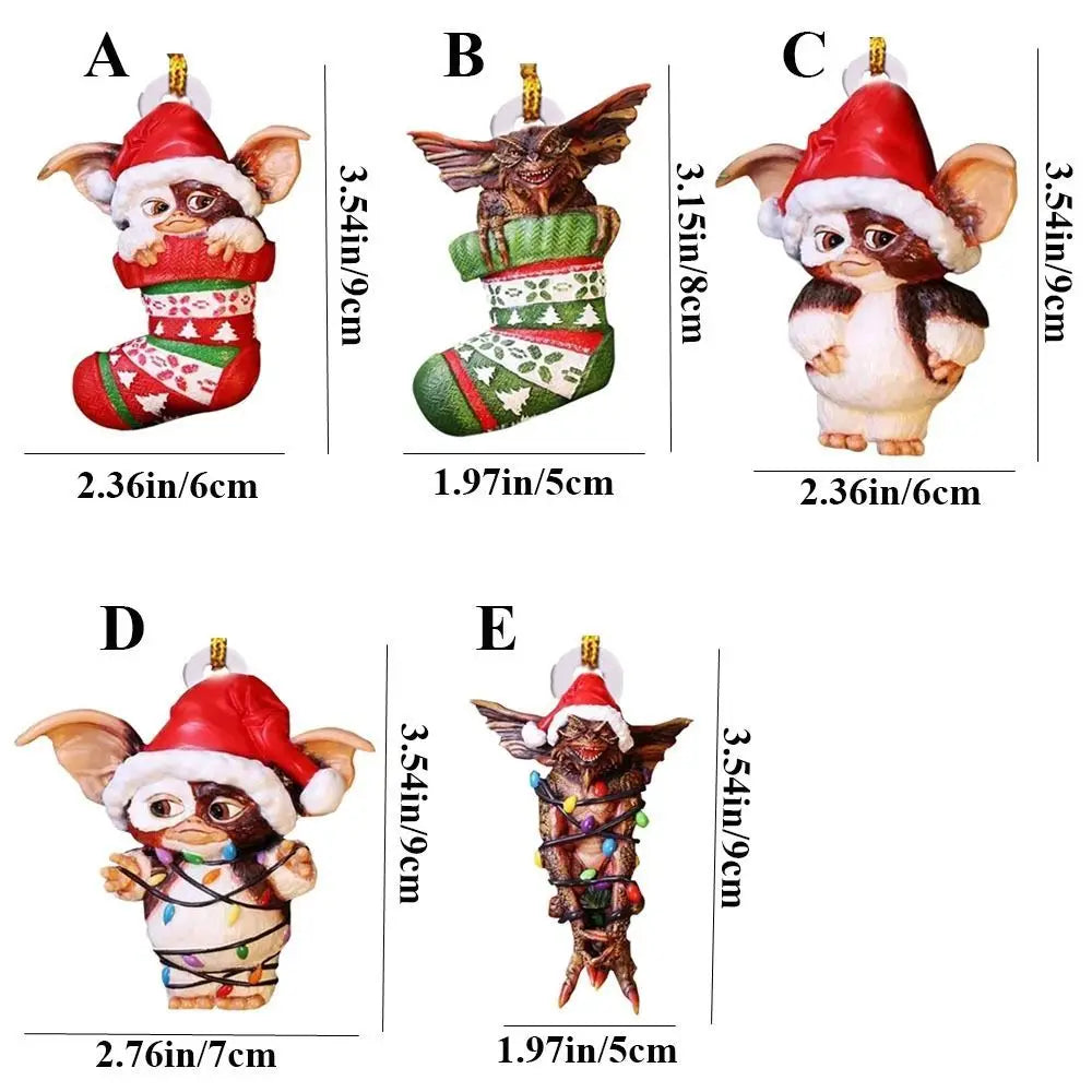 2D Funny Christmas Tree Hanging Ornament Socks Dog Flying Dragon Gremlins Gizmo Acrylic Hanging Pendant Festive Party Supplies