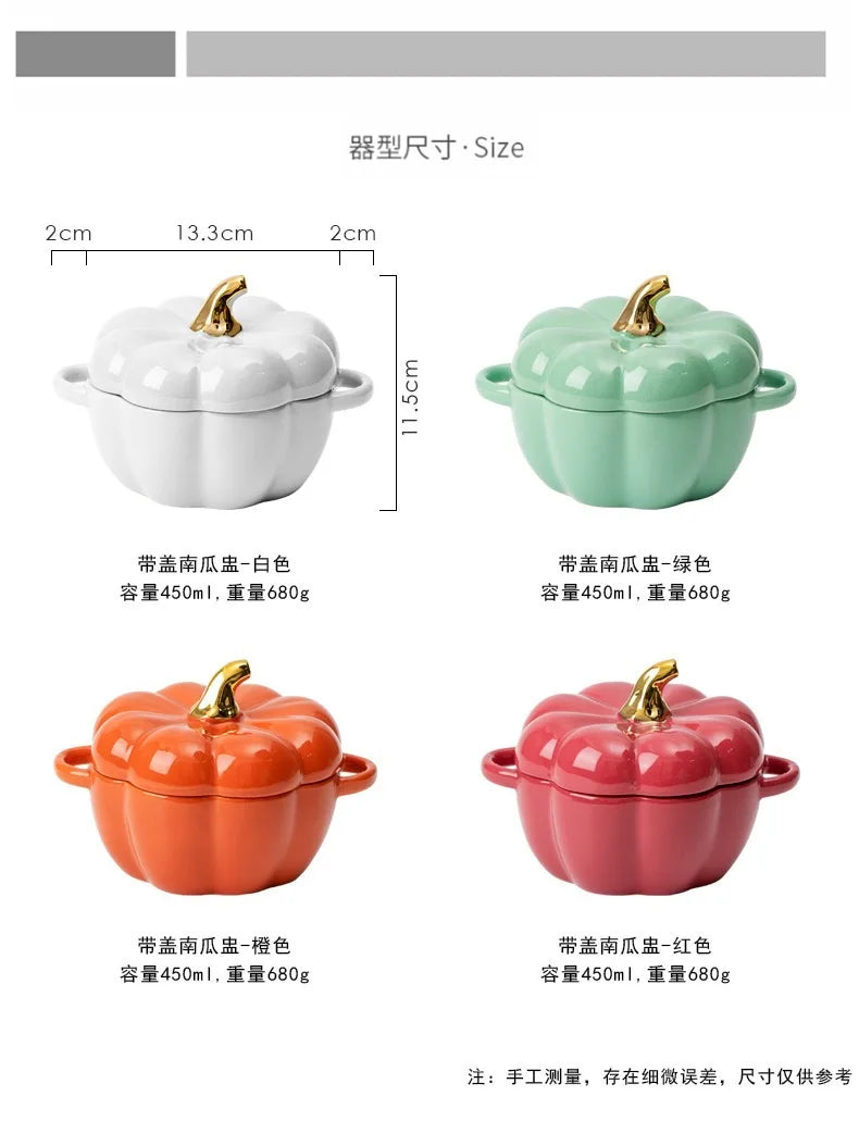 Creative Cartoon Pumpkin Shaped Ceramic Salad Bowl Kawaii Soup Bowl Kitchen Utensils Accessories Halloween Gift