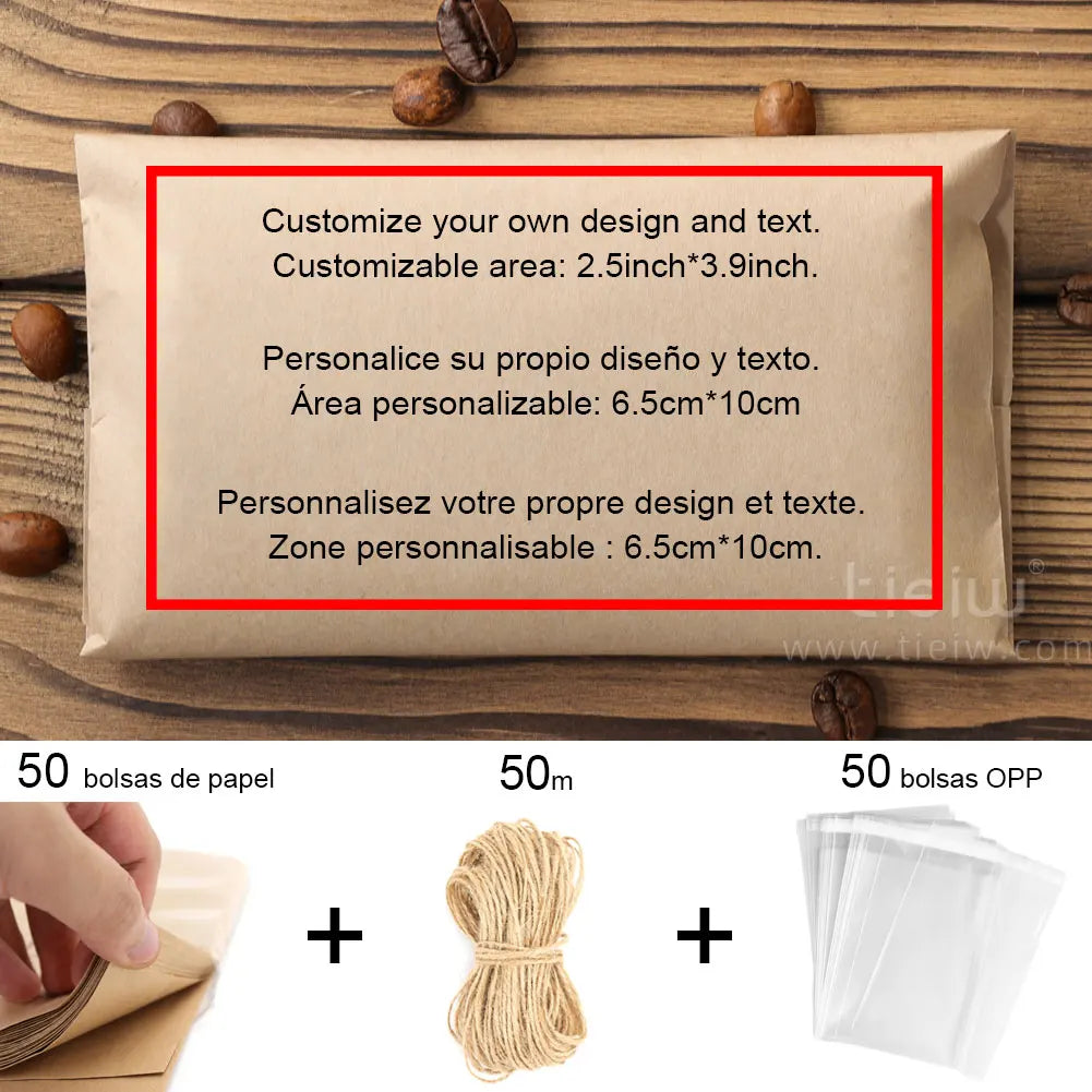 50PCS Bridal Shower Coffee Favor Bag Personalized Wedding Favor For Guest in Bulk Custom Kraft Paper Gift The Perfect Blend