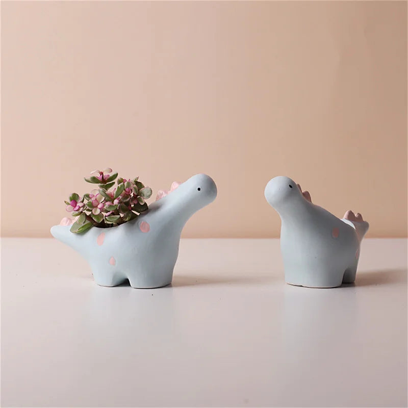 Creative Flower Shape Plant Pot Ceramic Pots for Flowers Cartoon Elephant Dinosaur Succulent Pot Cute Home Table Decor Vase