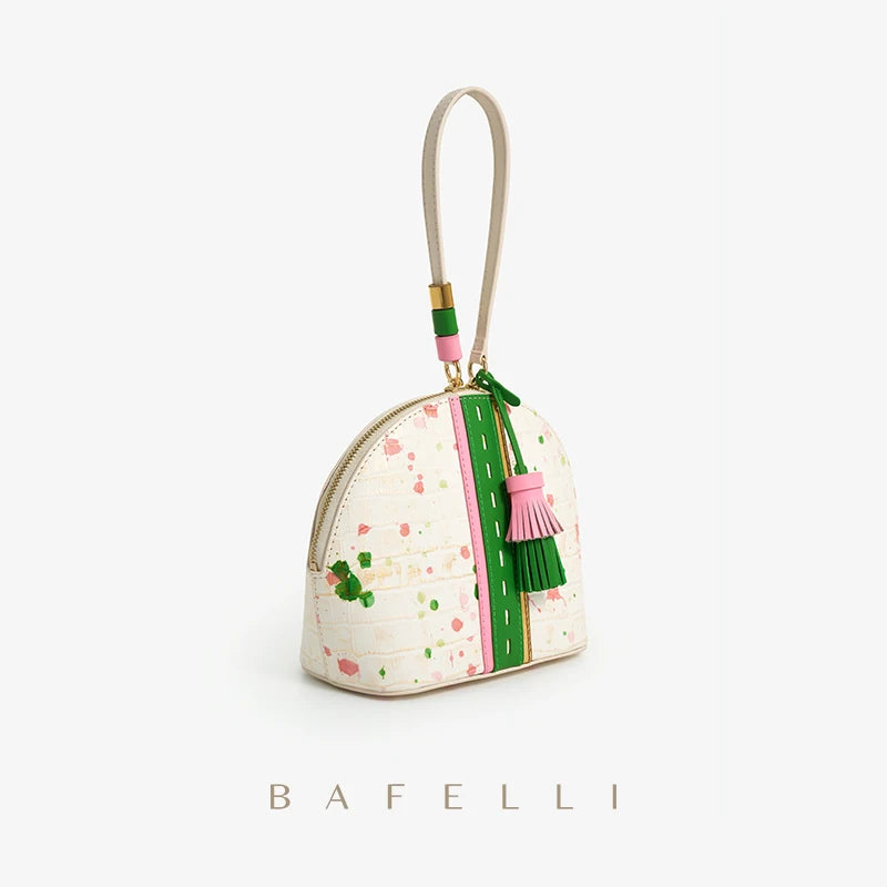 BAFELLI WOMEN'S NEW BAG ORIGINAL STYLE DESIGNER BRAND LUXURY HANDBAG TRENDING EVENING 2023 FASHION PURSE LEATHER CASUAL COLOR