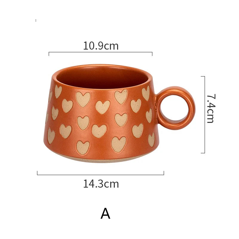 380ml Ceramic Mug Vintage Large Capacity Couple Drinkware Breakfast Mug Terracotta Water Mug Coffee Mug With Handle