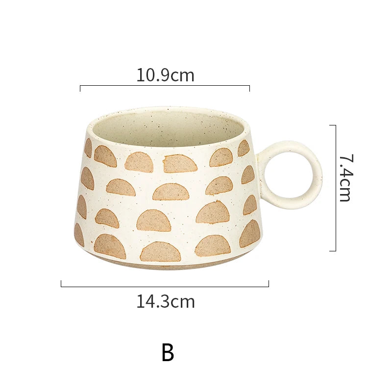 380ml Ceramic Mug Vintage Large Capacity Couple Drinkware Breakfast Mug Terracotta Water Mug Coffee Mug With Handle