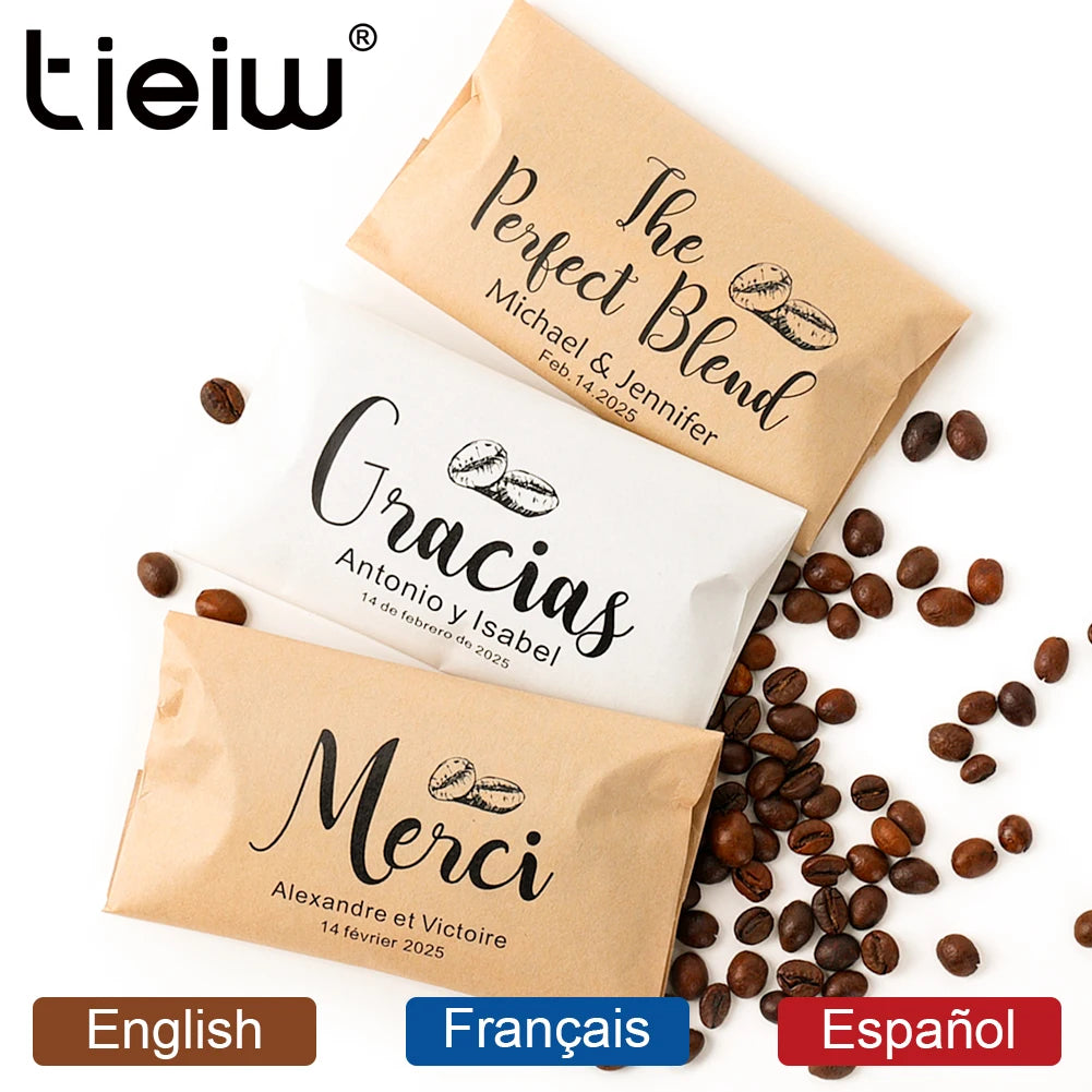 50PCS Bridal Shower Coffee Favor Bag Personalized Wedding Favor For Guest in Bulk Custom Kraft Paper Gift The Perfect Blend