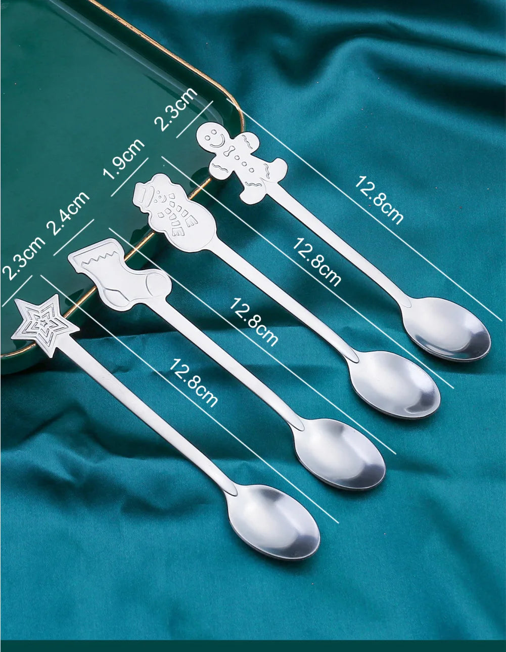 Christmas Gifts Coffee Spoons Stainless Steel Nordic style Dessert Spoon Tableware Kitchen Accessories New Year Gift Decorations