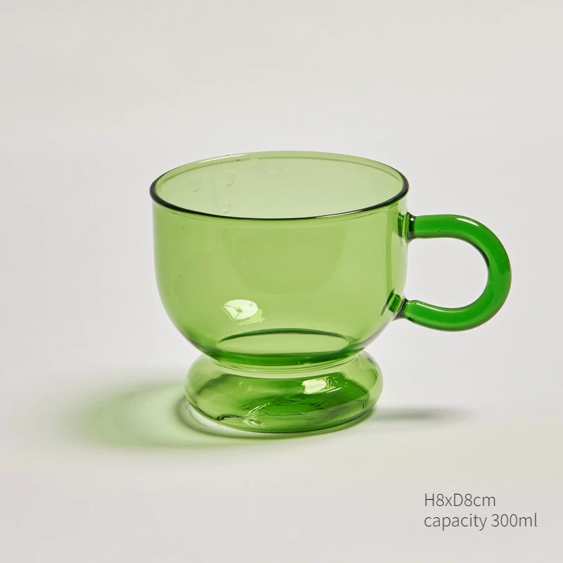 Green Glass Teacup Set for Home Office Use Heat-Resistant Glass Durable with Green Milk Mug Jug with Cup Coffee Mugs